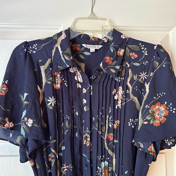 Nanette Lepore Flutter Sleeve Button Up Floral Dress with Slip - Picture 6 of 6